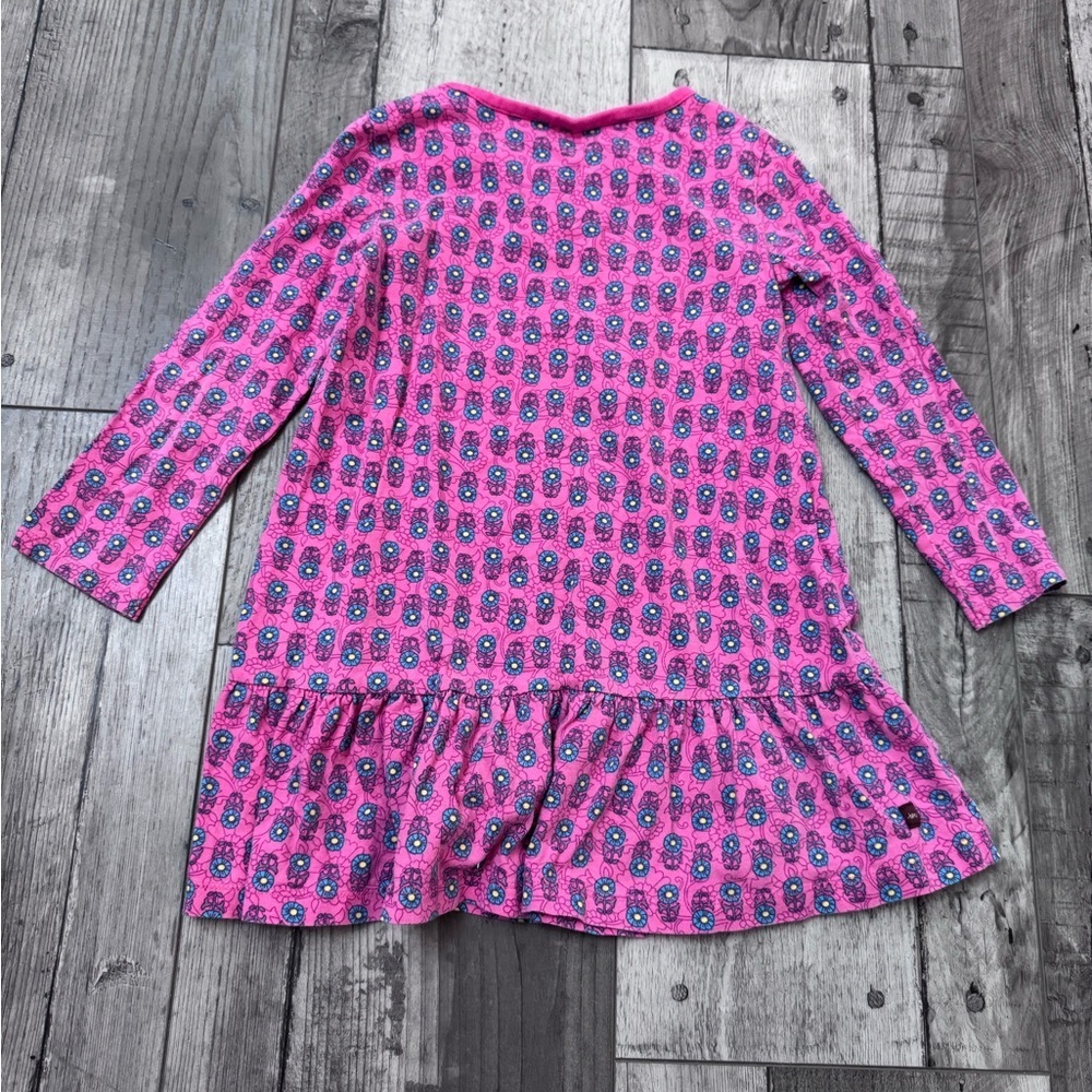 Tea Collection Girls Dress 4 Long Sleeve Pink Floral Drop Waist Tunic - Picture 6 of 6